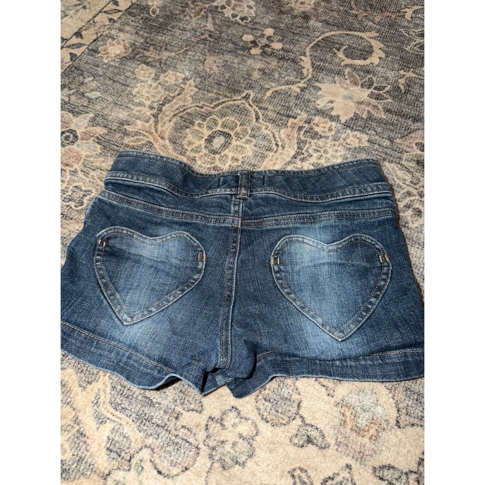 Mini Boden Girls Blue Denim Heart Pocket Shorts